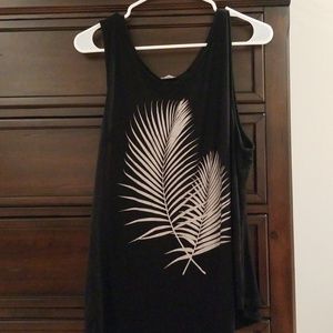 Black and Gold Tank Top with Gold Leaf Design